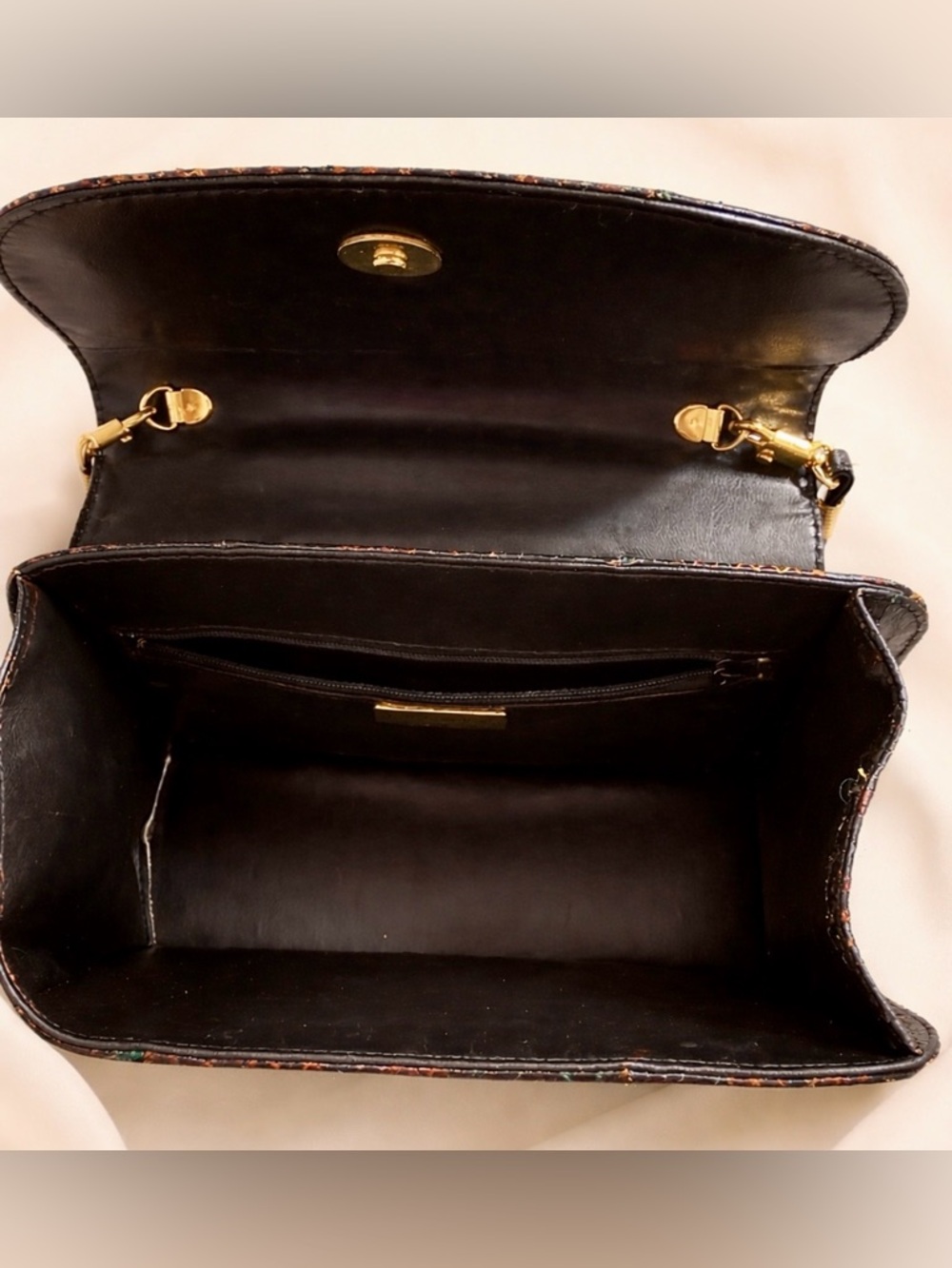 VINTAGE J. Renee Black Snakeskin Crossbody Bag - NO CA SHIPPING - Picture 8 of 13
